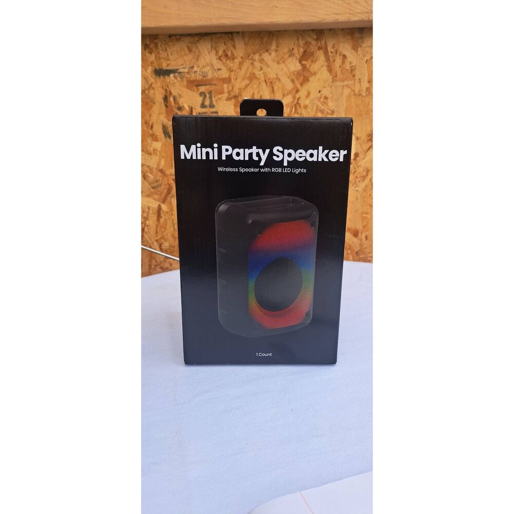 Mini Party Speaker Wireless Speaker with RGB LED Lights & Phone Holder USB-C Cha